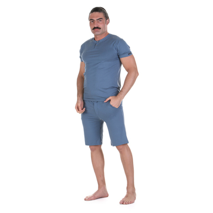 Мужская пижама (футболка и шорты) голубая BALDESSARINI 95014/4006 820