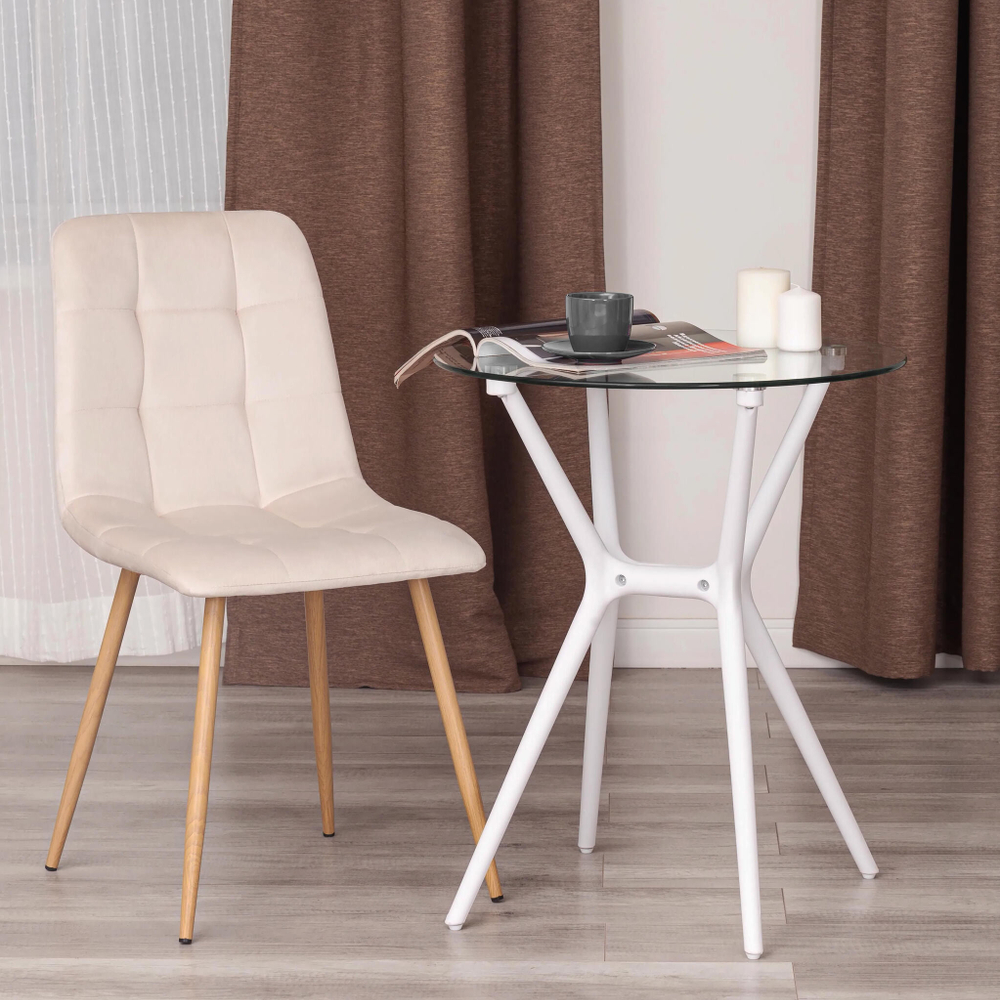 Стул CHILLY (mod. 7094-1) вельвет/металл, 44,5х52,5х86 см, beige (бежевый) HLR2 / натуральный