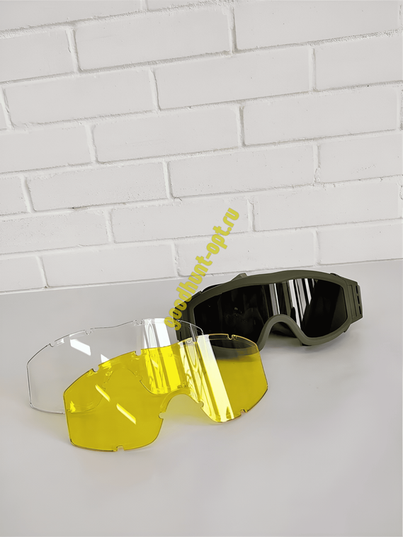 Тактические стрелковые очки военные со сменными линзами Олива