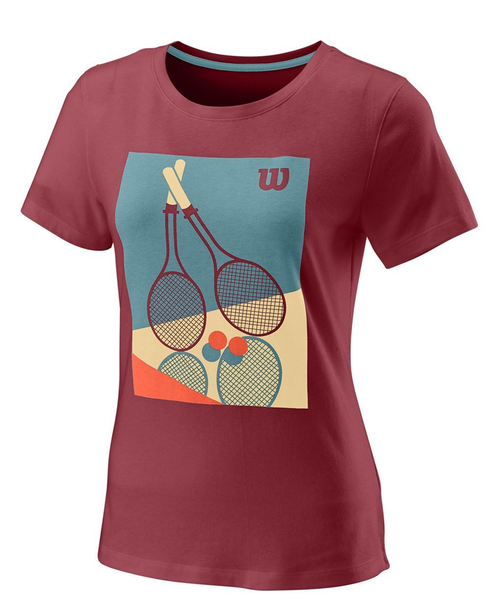 Женская теннисная футболка Wilson Racket Duo Tech Tee W - earth red