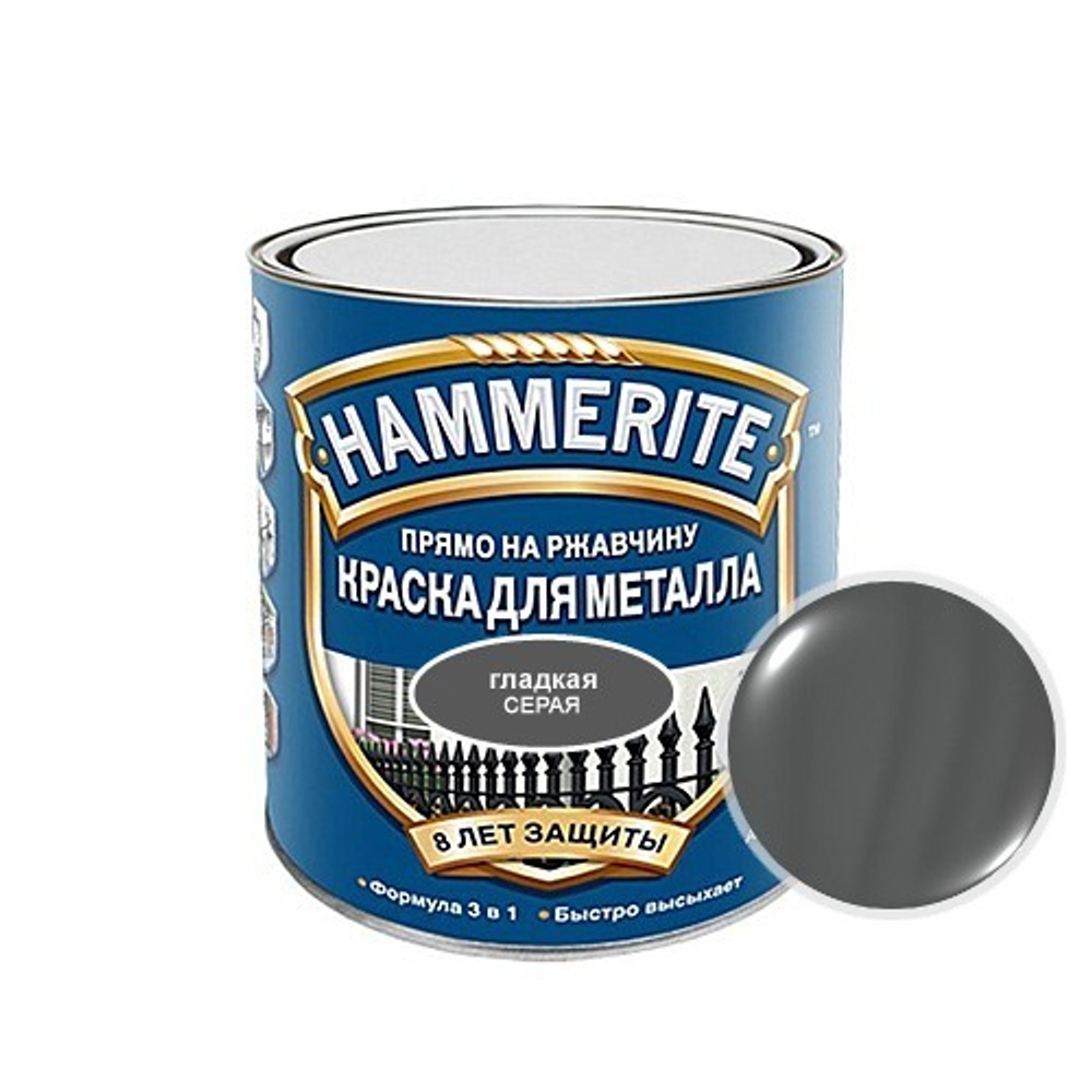 ХАММЕРАЙТ краска 0,25 л гладкая серый