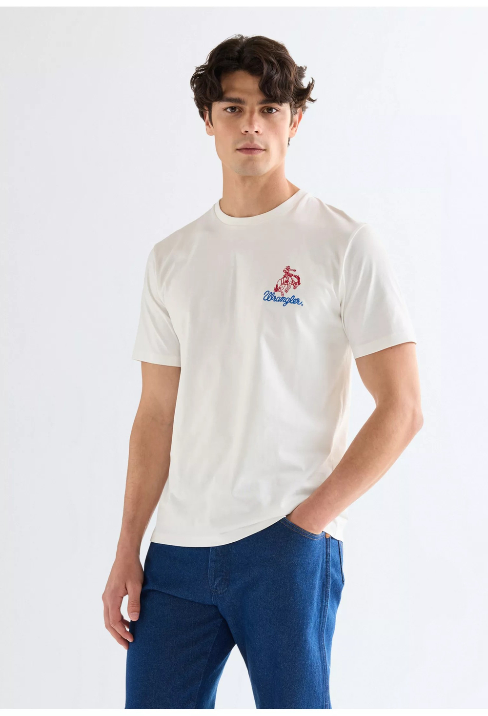 Футболка мужская WRANGLER EMBROIDERY TEE WORN WHITE