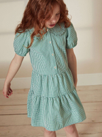 Платье школьное с воротником для девочки Next C20-205, Зеленый, Белый