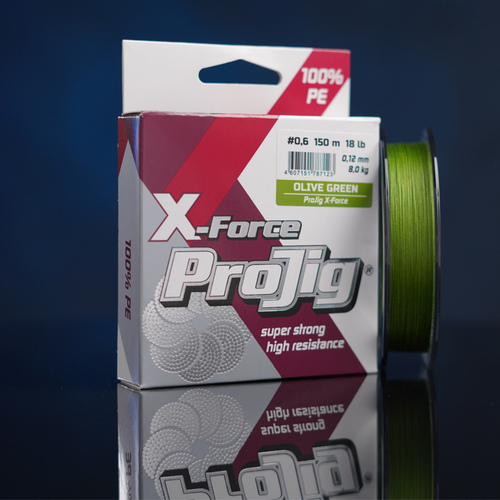 Шнур ProJig X-Force 0,12м, 8,0 кг,  150 м, хаки