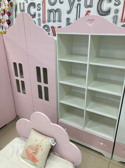 Шкаф 2-х дверный с ящиком 1000 Домик белый/орхидея