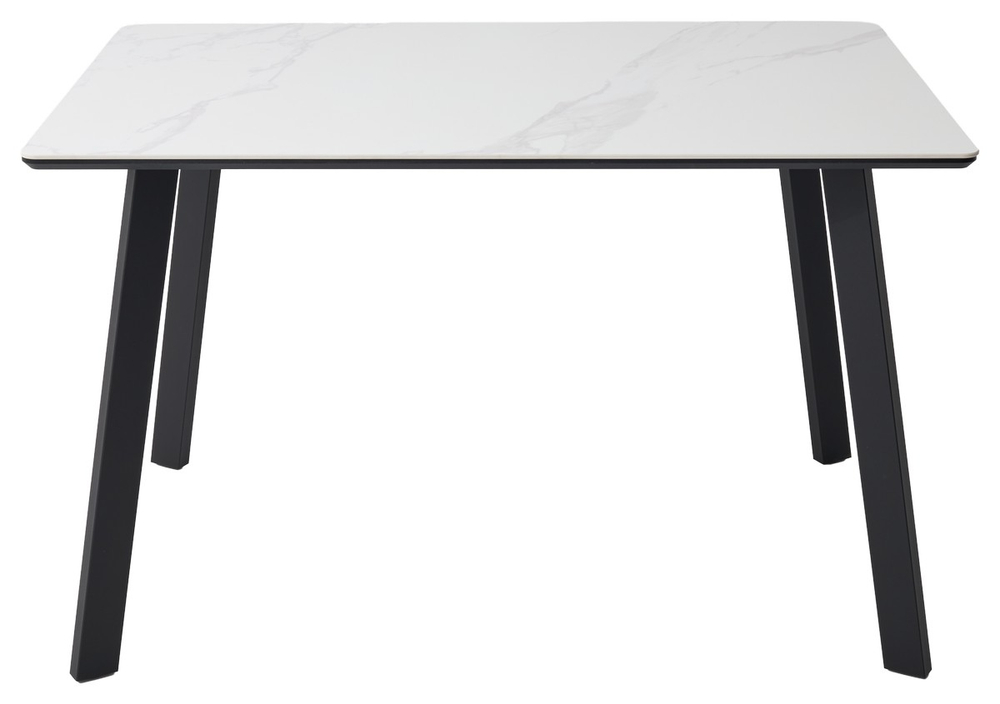 Стол ТИК ТАК 120  Белый мрамор MATTE, керамика / Черный каркас М-City