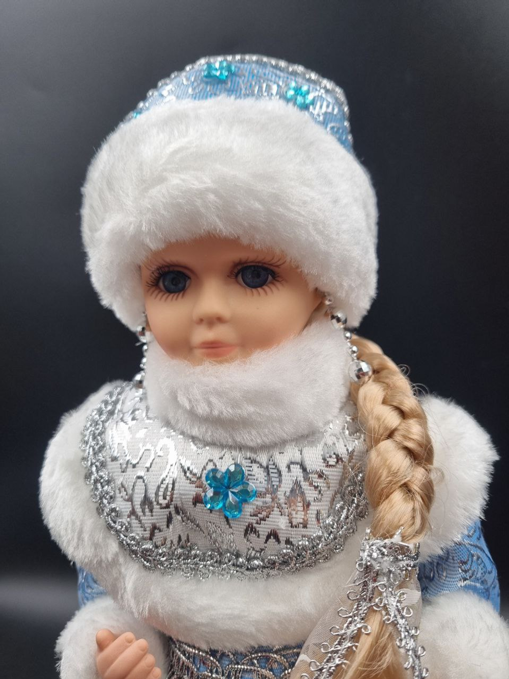 Снегурочка 40см музыкальная в голубой шубке ST203B