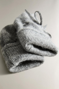 ZARA HOME КАШЕМИРОВЫЕ ПИНЕТКИ, СЕРЫЙ