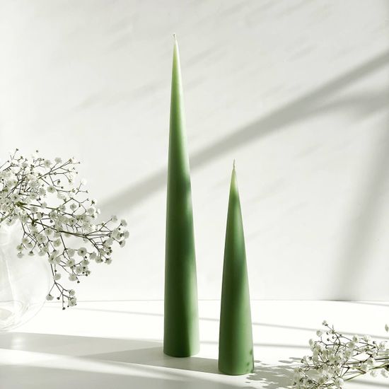 Свеча конусная большая, 37см, цвет Оливковый