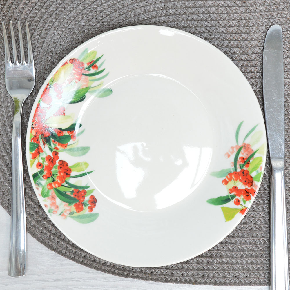 Тарелка плоская 18см Рябина, фарфор, Jewel