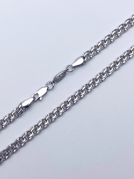 Цепь из серебра/Бисмарк/Родий/Со вставкой спаси и сохрани