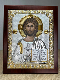 Спаситель, икона прямоугольная с рамкой, красное дерево 185х235