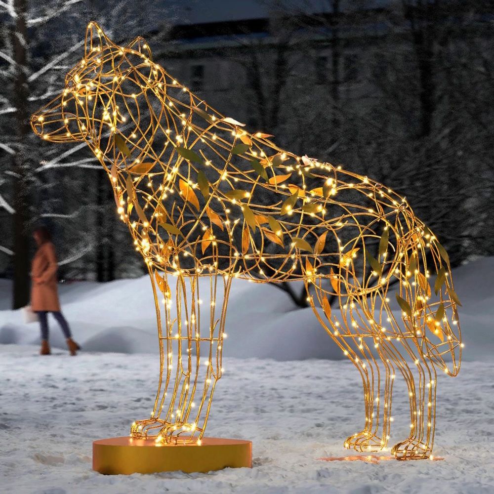 светодиодная фигура волка, цвет теплый