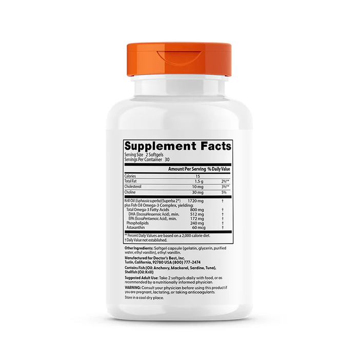 Обогащенный Криль с Омега-3 из Криля Superba, Enhanced Krill Plus Omega3 with Superba 2, Doctor&#39;s best, 60 гелевых капсул 2
