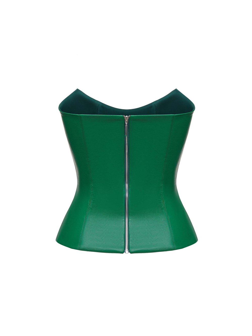 Удлиненный топ корсетного типа из эко-кожи с отстрочками