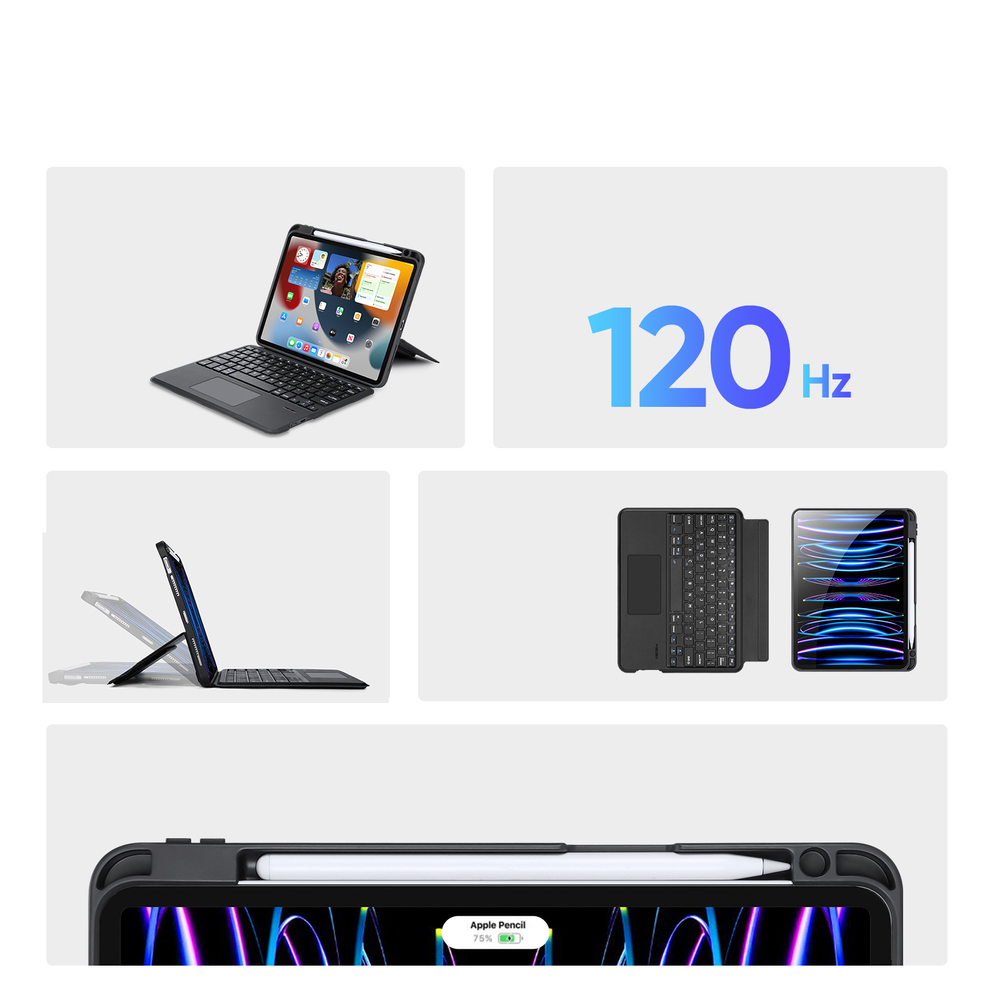 Чехол подставка с клавиатурой (RUS) от Dux Ducis для iPad Air 11 (2024-2025), iPad Air 4 и 5, iPad Pro 11 (2018-2020, 2021, 2022), серия DK Series Keyboard, русская клавиатура с подсветкой