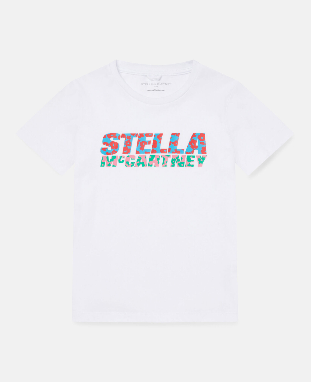 Футболка STELLA McCARTNEY Белый/Термопринт: разноцветный логотип (Девочка)