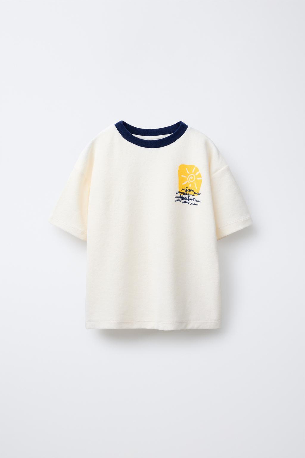 ZARA ФУТБОЛКА ИЗ МАХРОВОЙ ТКАНИ, ЭКРЮ