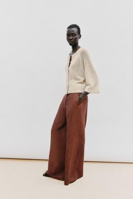 ZARA КАРДИГАН ИЗ ТРИКОТАЖА, ПЕСОЧНЫЙ
