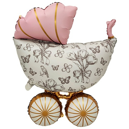 Фольгированный шар-фигура «Коляска винтажная» сатин, 91 см