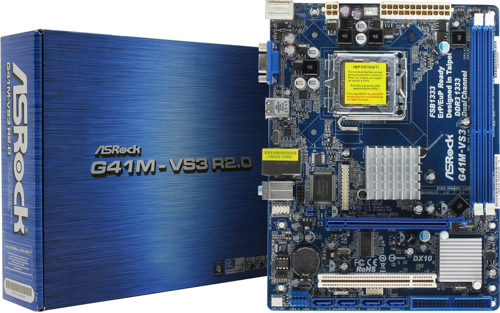 Мат. плата ASRock G41M-VS3 R2.0 (RTL) LGA775 &lt;G41&gt; PCI-E+SVGA+LAN SATA MicroATX 2DDR3