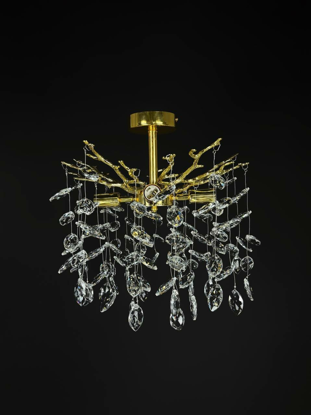 Люстра потолочная на штанге Lanbos, 4 лампы E14, 160 Вт, 12 кв м, золотая