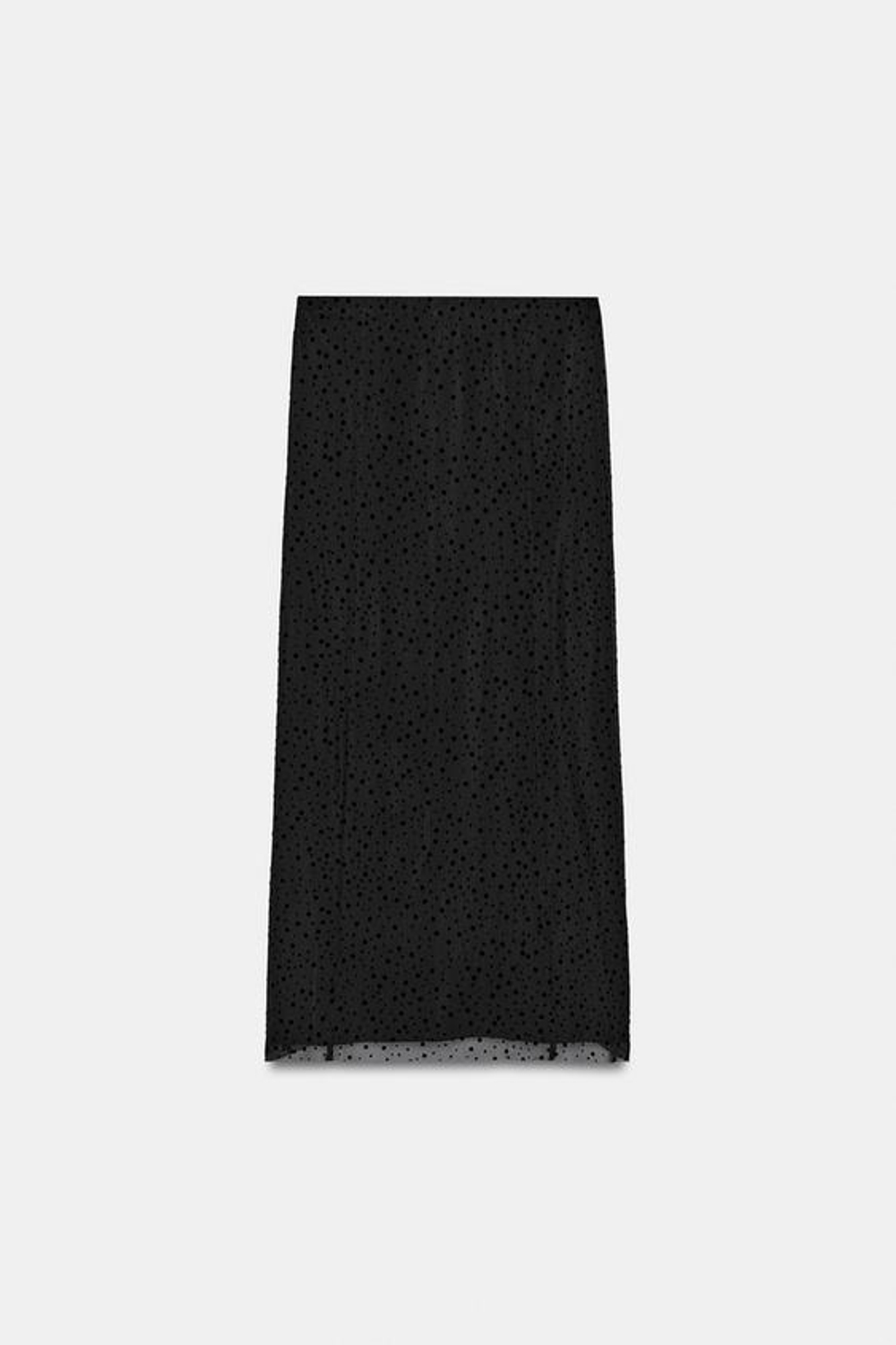 ZARA ЮБКА МИДИ ИЗ ТКАНИ ПЛЮМЕТТИ, ЧЕРНЫЙ