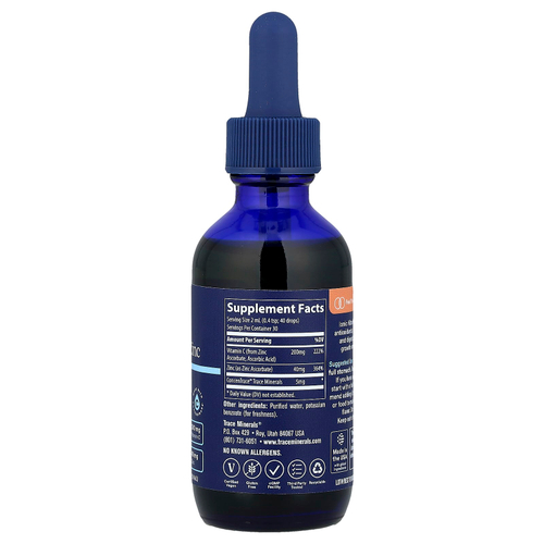 Trace, Ionic Vitamin C + Zinc, жидкая минеральная добавка, 59 мл (2 жидк. Унции)