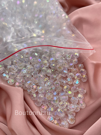 Бусины акриловые граненые круглые хамелеон (AB) 500 грамм (±5гр)