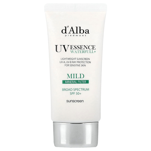 d'Alba, UV Essence Waterfull+, солнцезащитное средство, минеральный фильтр, мягкое, SPF 50, 50 мл (1,69 жидк. унции)