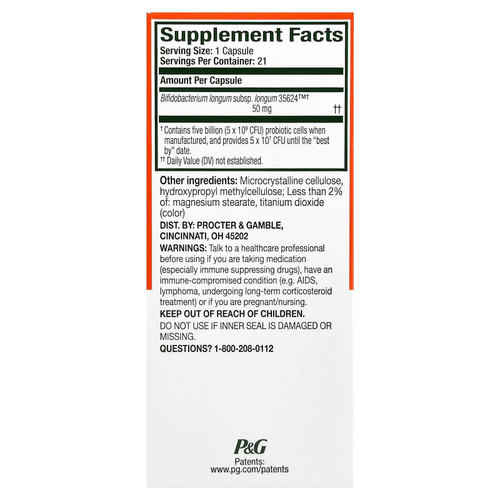 Align Probiotics, пробиотик, 21 капсула (50 мг в 1 капсуле)