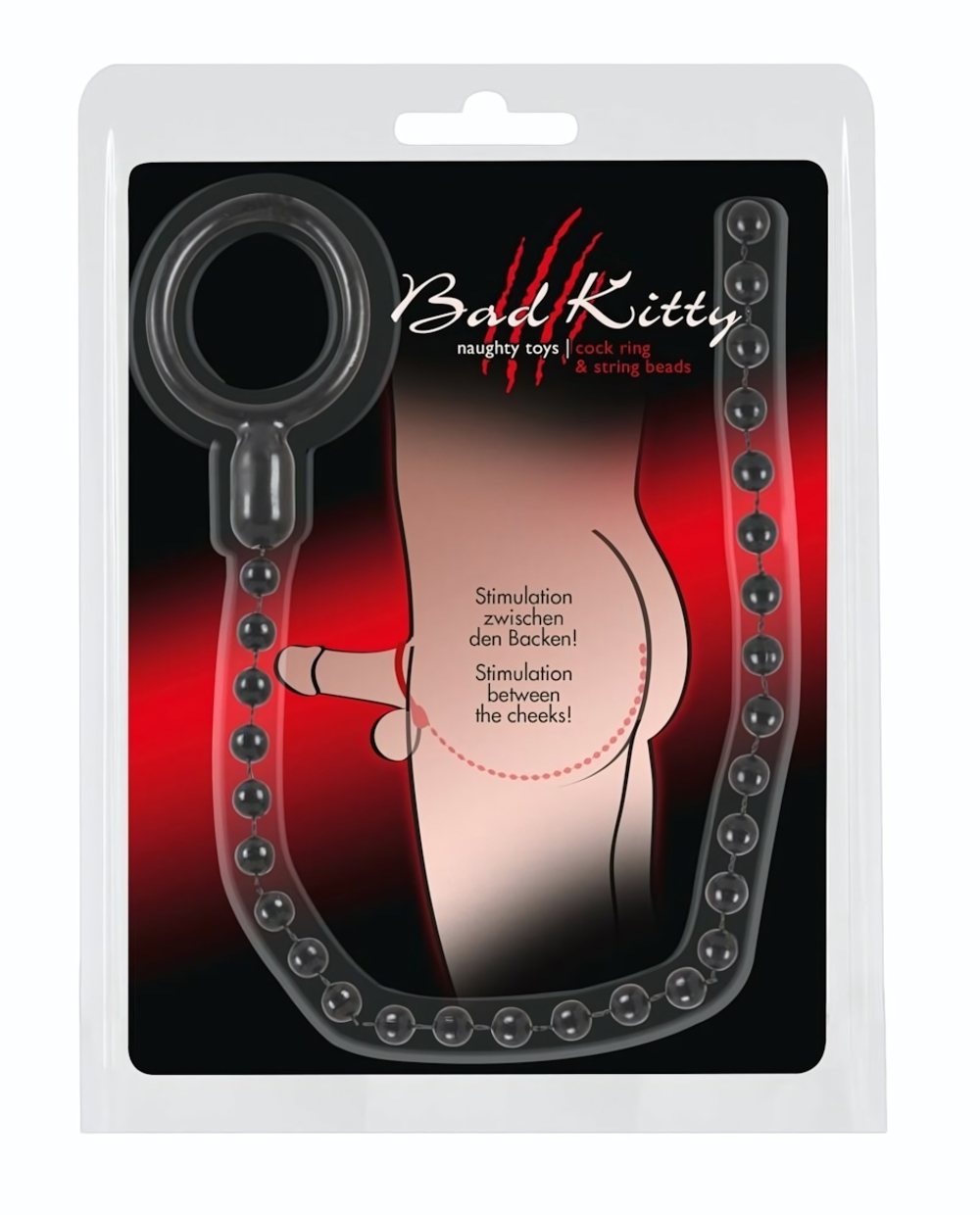 Эрекционное кольцо с цепочкой для стимуляции ягодиц (Цвет: черный)