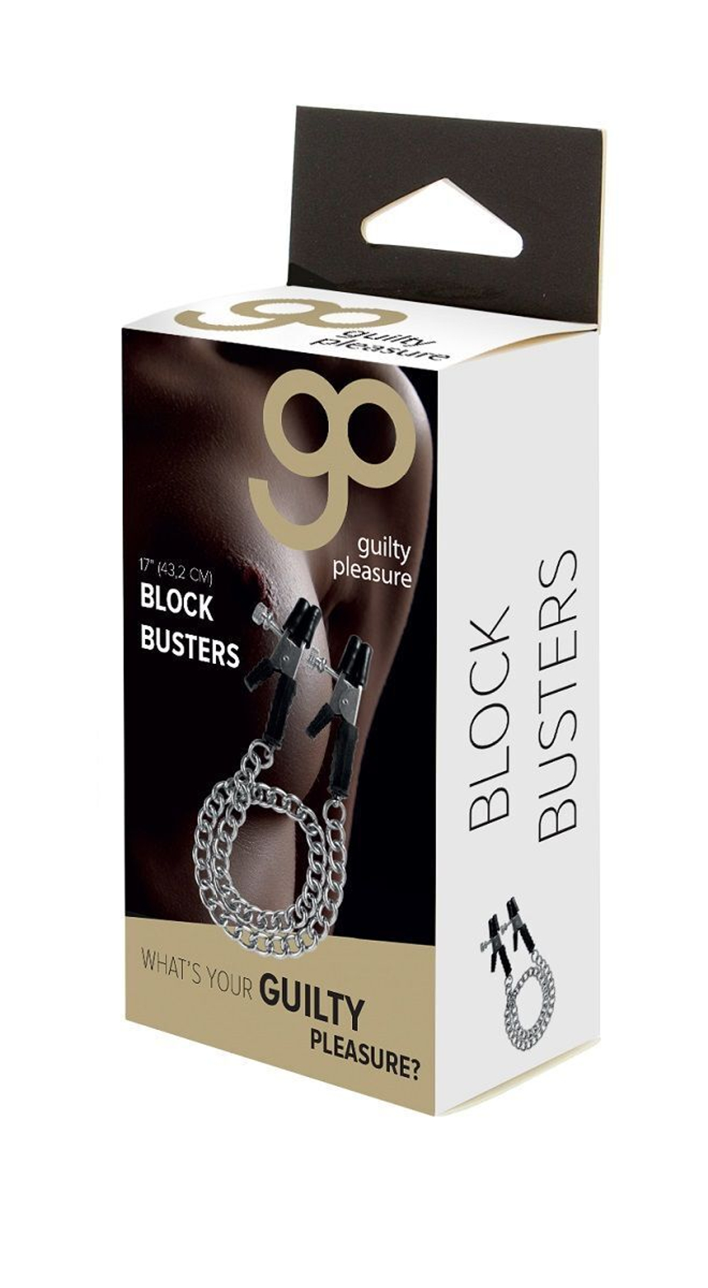 Зажимы на соски Block Busters Nipple Clamps с цепью (Цвет: серебристый с черным)
