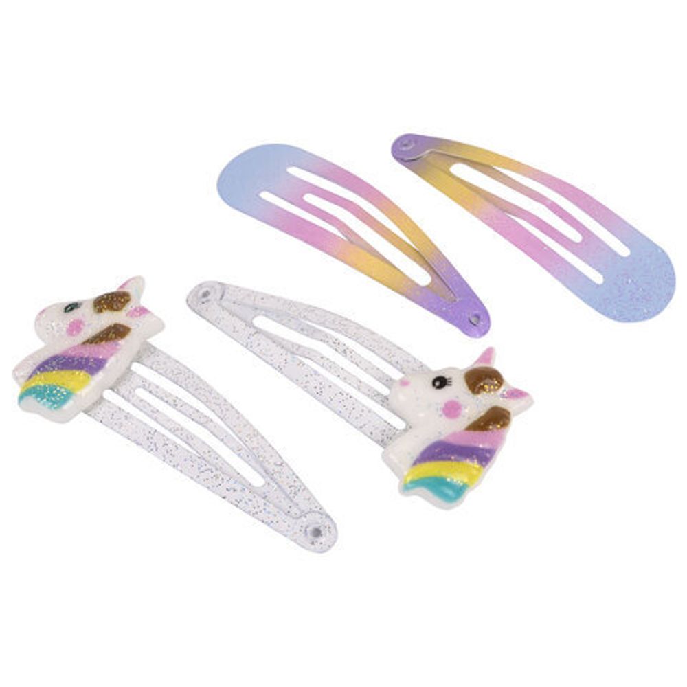 Заколки для волос НАБОР 4 шт., 5 см, клик-клак, с декоративными элементами, АССОРТИ, MONTE VITA, 457090