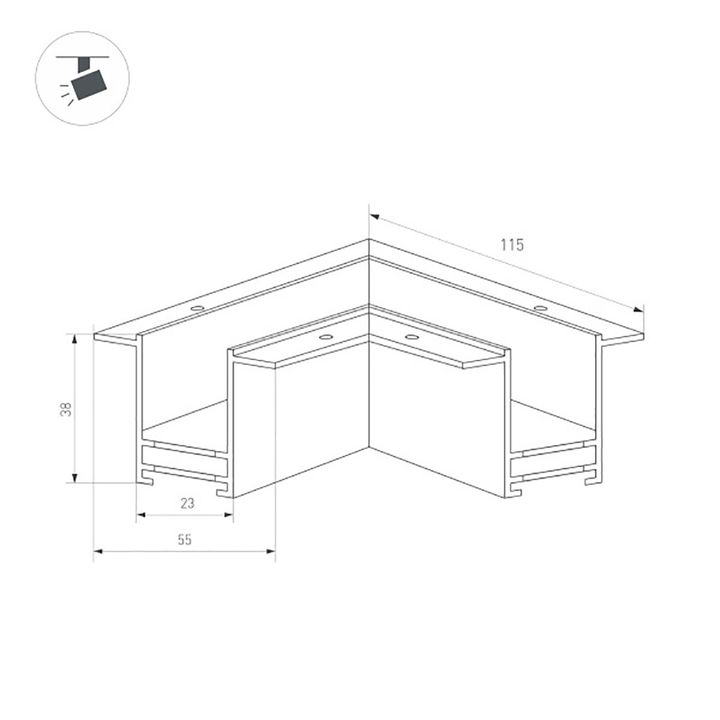 Коннектор угловой для магнитного шинопровода Arlight MAG-CON-2538-FDW-L90 (BK) 034229