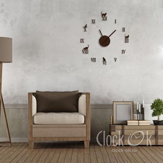 Настенные 3D часы Charm Cat