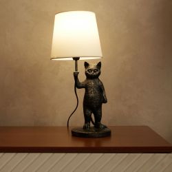 UML-B465 E14 SILVER Светильник настольный декоративный Кот. под лампу Е14. 40W. Механический выключатель. Серебристый. ТМ Uniel