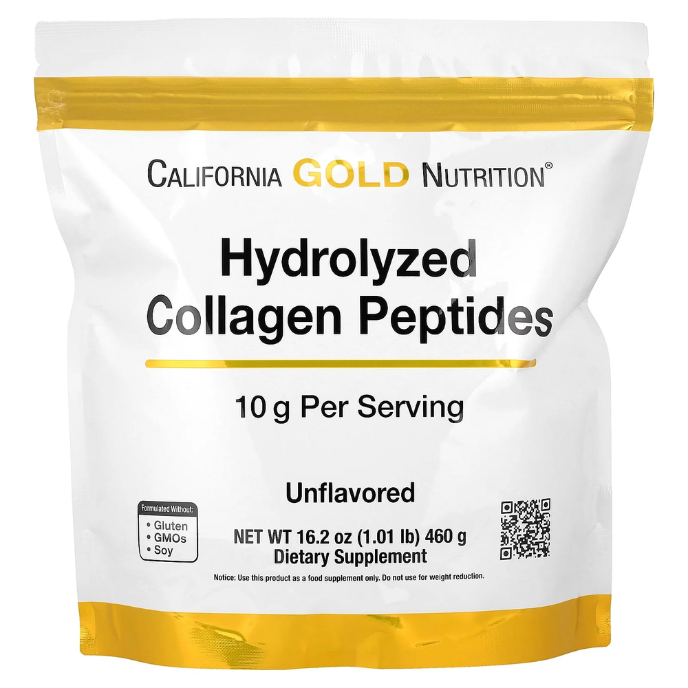 California Gold Nutrition, пептиды гидролизованного коллагена типов I и III, без добавок, 460 г (1,01 фунта)