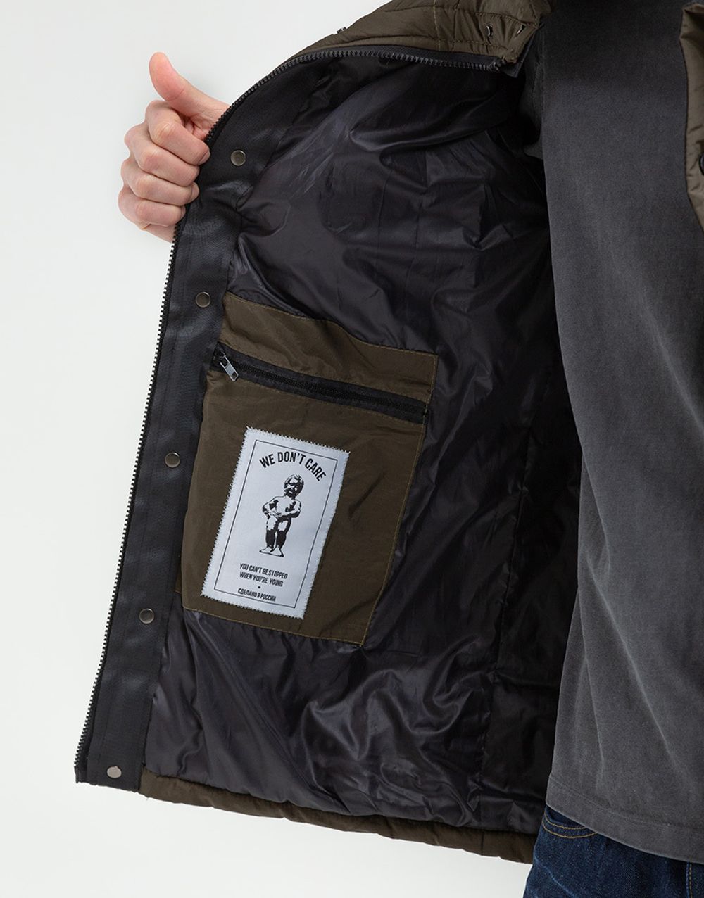 Куртка We Don’t Care Long Puffer Jacket Olive