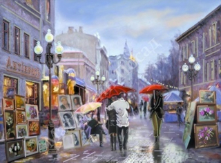 "Прогулка по Арбату"-4169 ткань с нанесенным рисунком