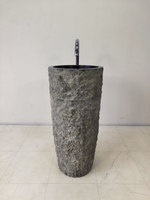 Раковина напольная из андезита Pedestal Black Marmo MN-65921 40х40х90 из натурального камня