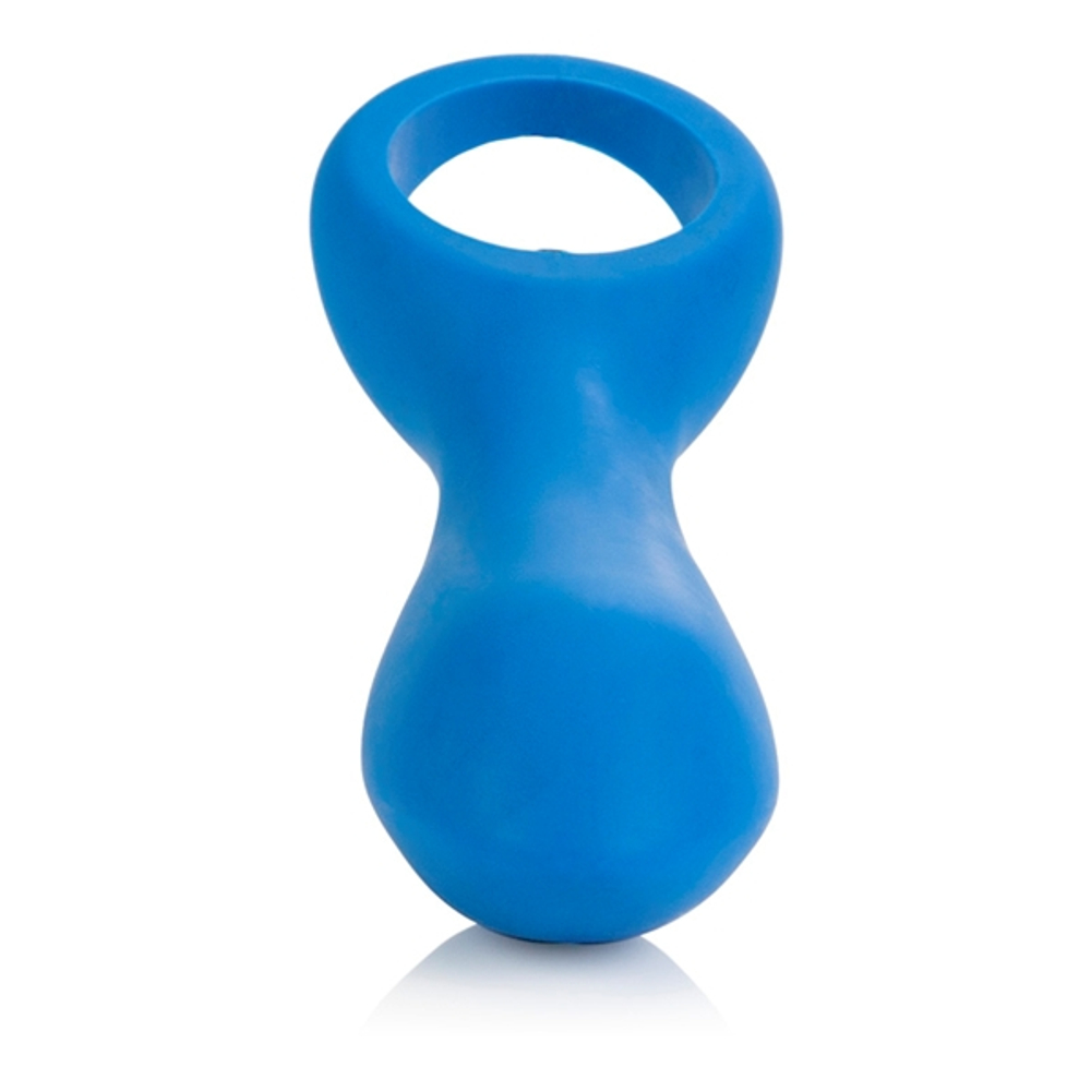 Голубой вибратор с ручкой-кольцом Posh Silicone O Probes - 15 см.