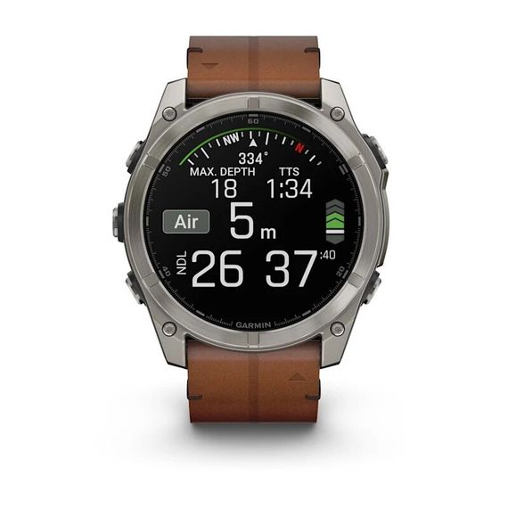 Умные часы Garmin Fenix 8, 51 мм, AMOLED, Sapphire bare Titanium, black with chestnut leather band plus graphite silicone band
