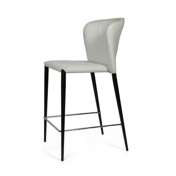 Стул полубарный Albert, кожа белый