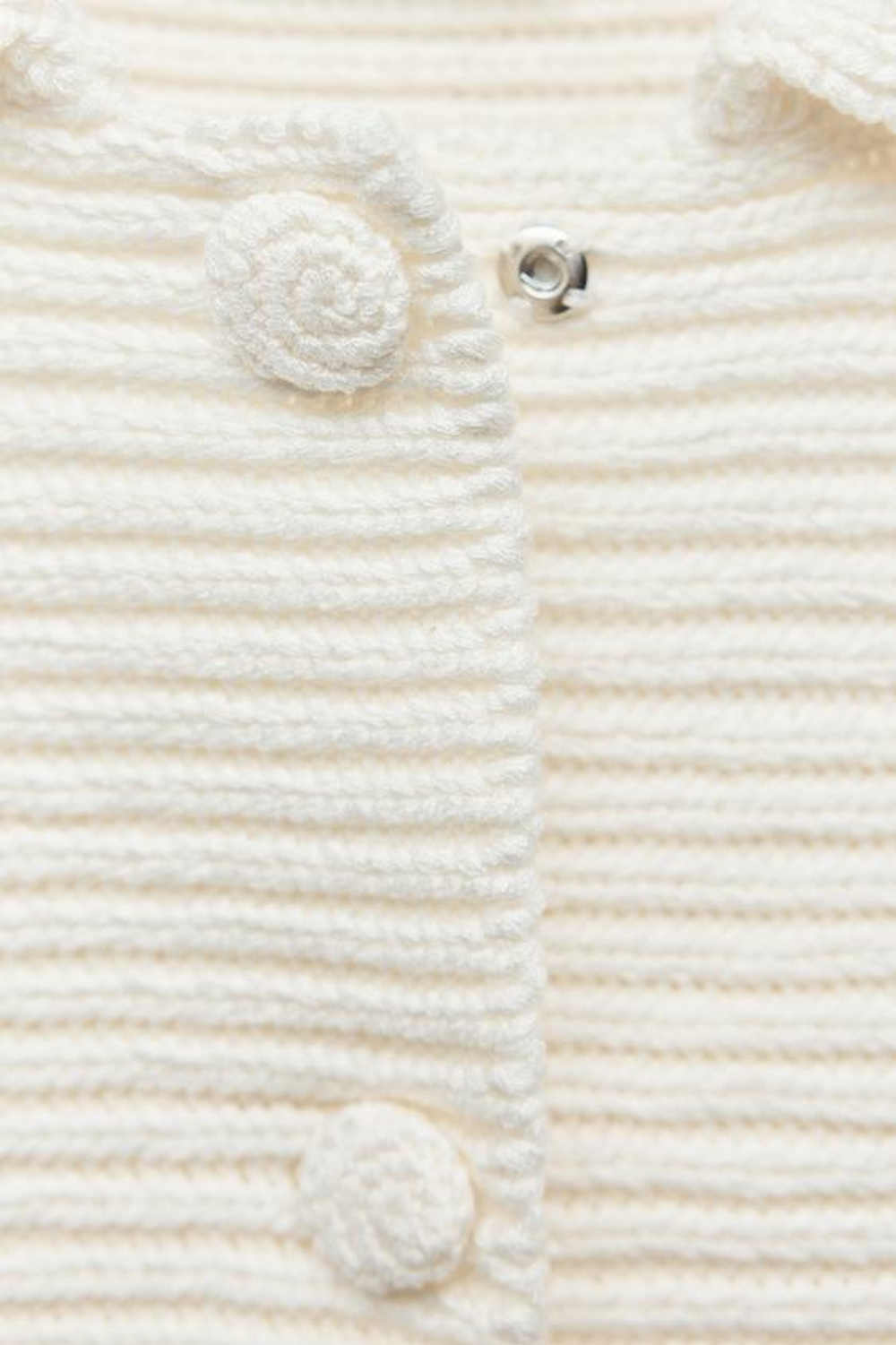 ZARA КАРДИГАН КРУПНОЙ ВЯЗКИ С КРУГЛЫМ ВОРОТНИКОМ, ЭКРЮ