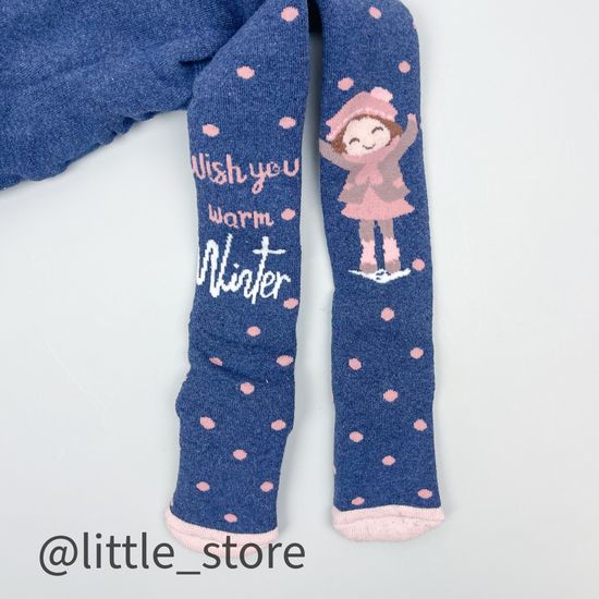 Колготки махровые Девочка на прогулке, Синий индиго