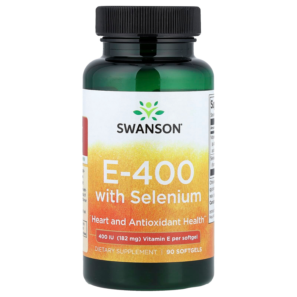 Swanson Vitamins, E-400 с селеном, 90 капсул