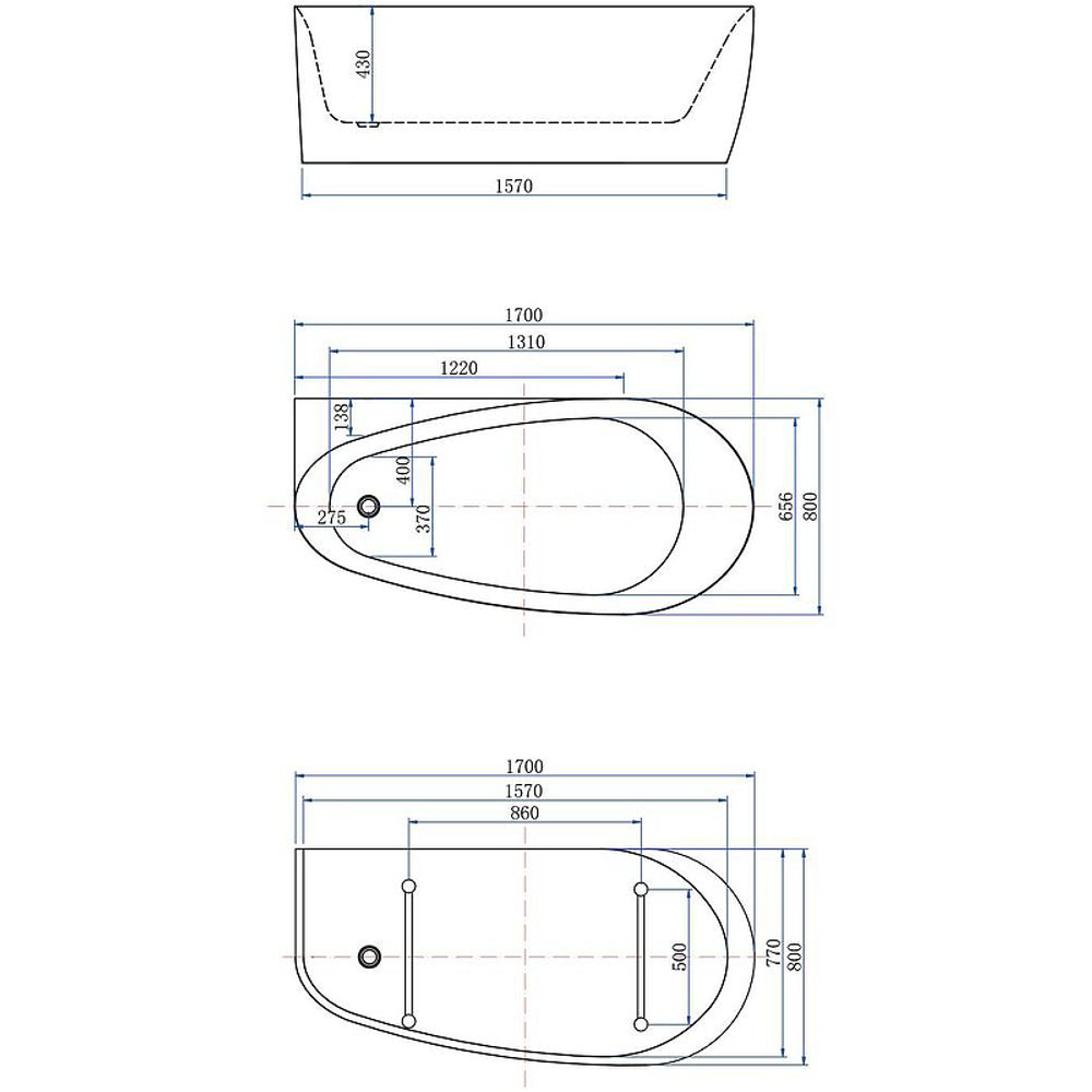 Акриловая ванна Allen Brau Priority 2 170x80 2.31002.21 белый матовый