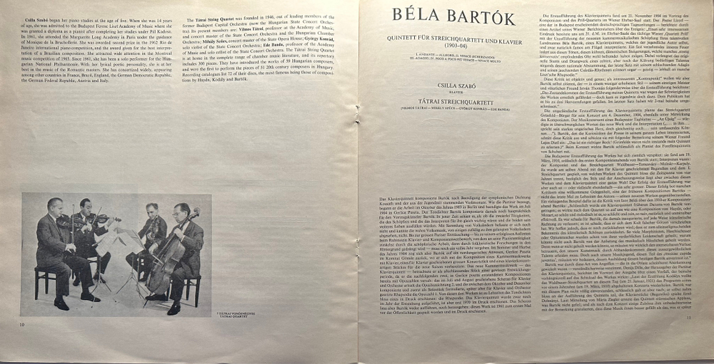 Барток - Квинтет для струнного квартета и фортепиано (Венгрия 1971г.)