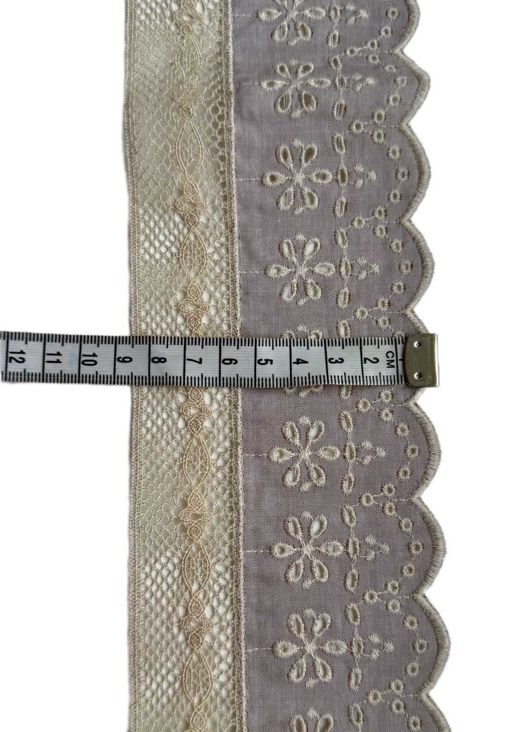 Кружево хлопковое Ришелье с ажурной сетчатой кромкой ш-8см Италия